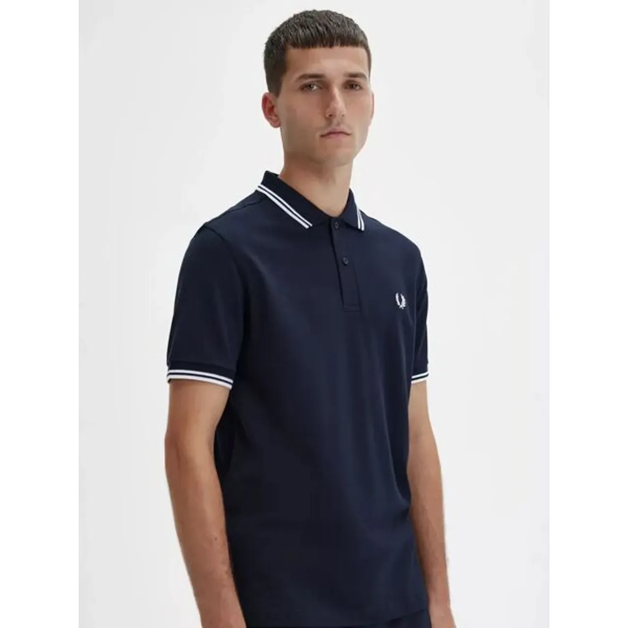 Fred Perry Twin Tipped Regular Fit Polo Shirt - Navy/White - Male