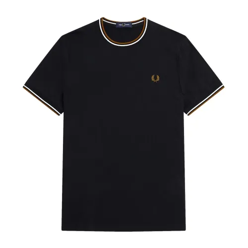 Fred Perry , Twin Tipped Round Neck T-Shirt ,Black male, Sizes: