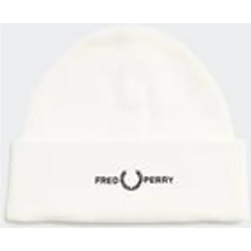 Fred Perry Unisex Graphic Beanie in Snow White