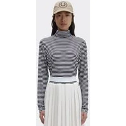 Fred Perry Women's Striped Roll Neck Top In Snow White