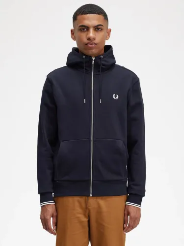 Fred Perry Zip Through Hoodie - Navy - Male
