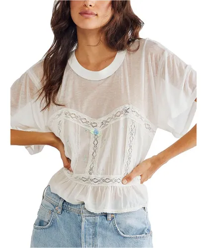 Free People Womens T-Shirt in Ivory