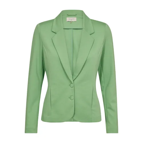 Freequent , Green Jersey Blazer with V-Neck ,Green female, Sizes: