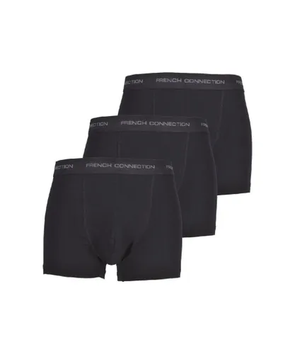 French Connection 3 Pack Mens Boxer - Black Cotton