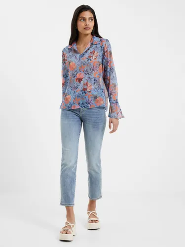 French Connection Adalina Popover Floral Shirt, Placid Blue - Placid Blue - Female