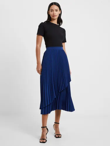 French Connection Arie Pleated Midi Skirt, Blue - Blue - Female