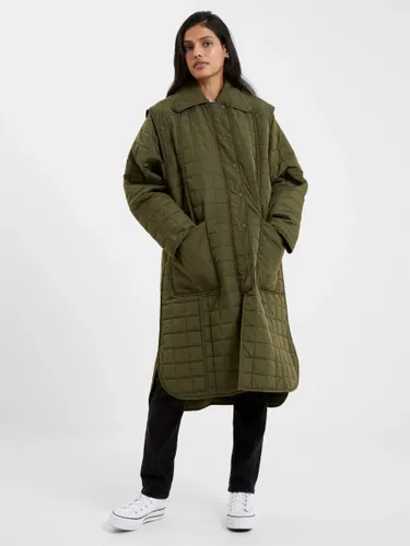 French Connection Aris Longline Quilted Coat, Olive Night - Olive Night - Female