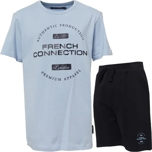 French Connection Boys Chord T-Shirt And Shorts Set Sky/Marine