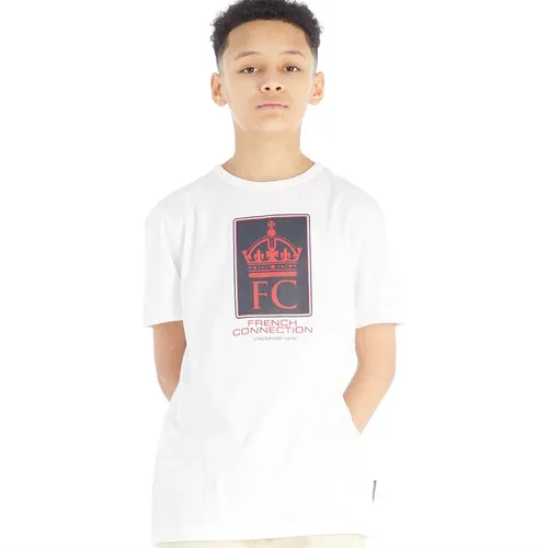 French Connection Boys Label T-Shirt White