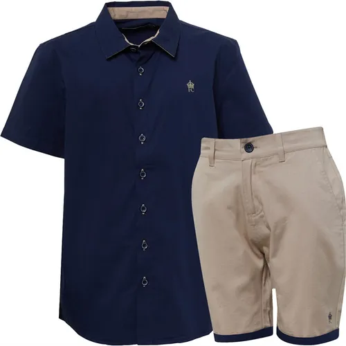 French Connection Boys Oakridge Shirt And Shorts Set Marine/Sand