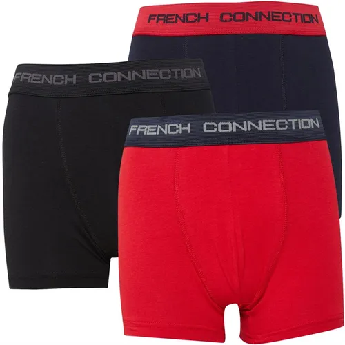 French Connection Boys Three Pack Boxers Black/Marine/Red
