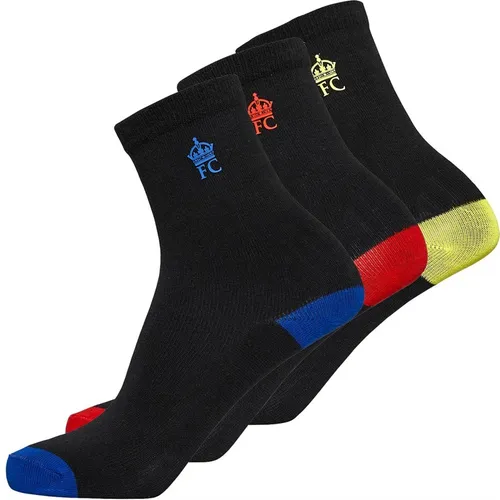 French Connection Boys Three Pack Socks Black/Blue Red Yellow