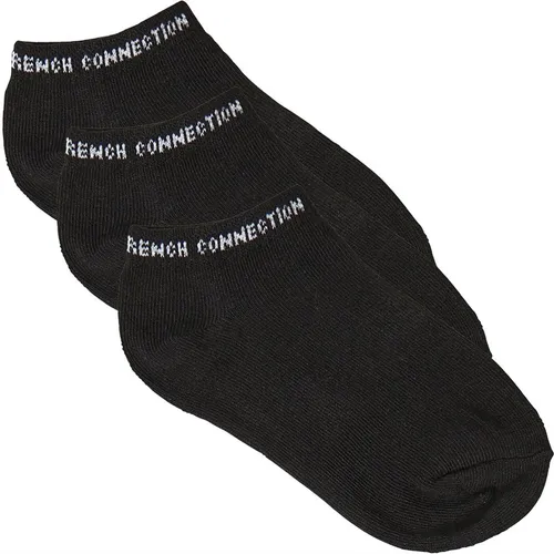 French Connection Boys Three Pack Trainer Socks Black/White