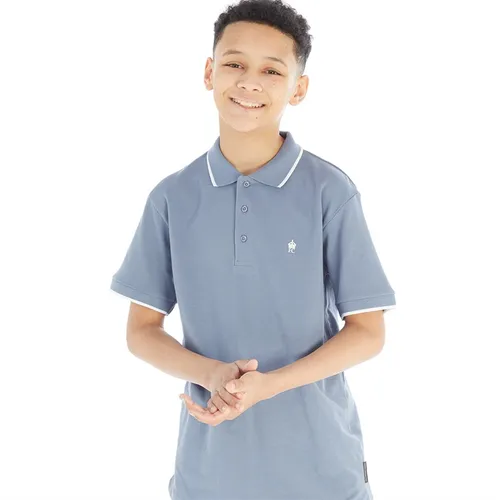 French Connection Boys Tipped Pique Polo Light Blue/White