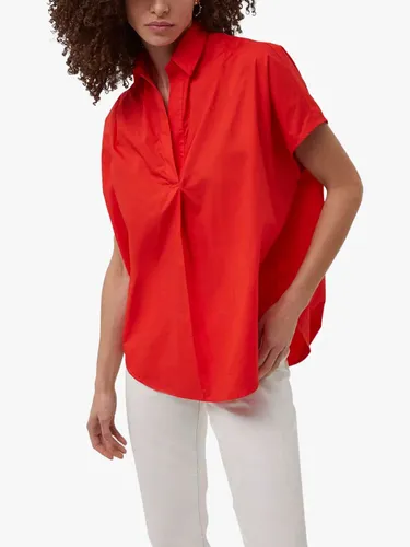 French Connection Cele Rhodes Poplin Short Sleeve Shirt - Fiery Red - Female