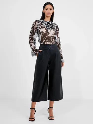 French Connection Crolenda Faux Leather Cropped Trousers, Blackout - Blackout - Female