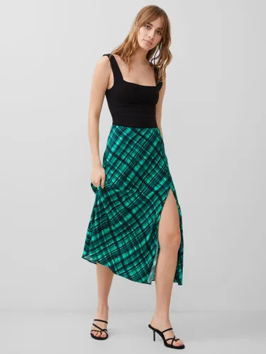 French Connection Dani Delphine Check Midi Skirt, Jelly Bean/Forest - Jelly Bean/Forest - Female