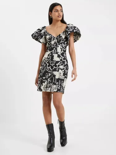 French Connection Deon Candra Jacquard Mini Dress, Black/Cream - Black/Cream - Female