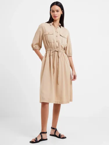 French Connection Elkie Drawstring Twill Dress - Incense - Female
