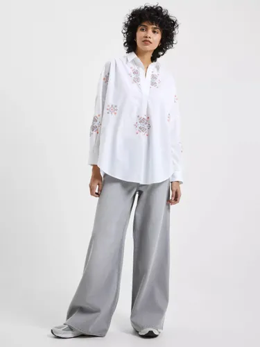 French Connection Embroidered Popover Blouse, Linen White - Linen White - Female