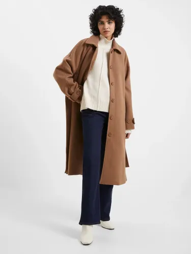 French Connection Fawn Wool Blend Trench Coat, Tobacco Brown - Tobacco Brown - Female