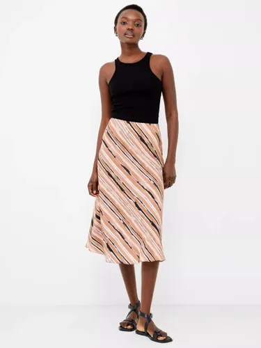 French Connection Gaia Flavia Textured Stripe Midi Skirt, Mocha Mousse - Mocha Mousse - Female
