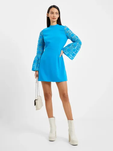 French Connection Garnet Velvet Lace Mini Dress, Blue Jewel - Blue Jewel - Female