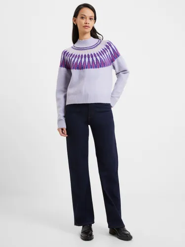 French Connection Jolee Fair Isle Cotton Blend Jumper, Cosmic Sky - Cosmic Sky - Female