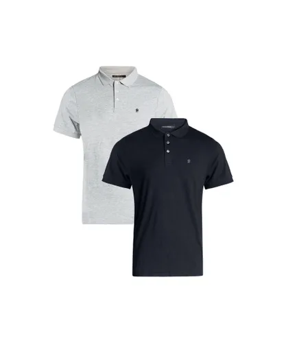 French Connection Mens 2 Pack Short Sleeve Polos - Grey Cotton
