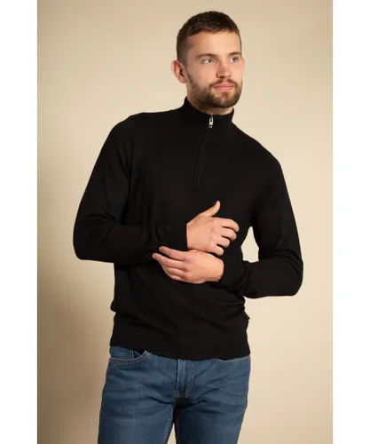 French Connection Mens Black 1/2 Zip Jumper