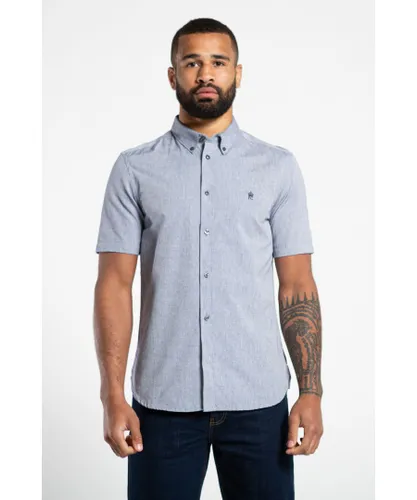 French Connection Mens Blue Cotton Short Sleeve Oxford Shirt