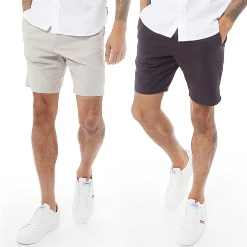 French Connection Mens Chino Two Pack Shorts Multi 1 - Marine/Stone