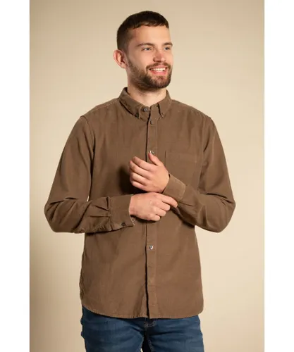 French Connection Mens Cotton Cord Long Sleeve Shirt - Khaki
