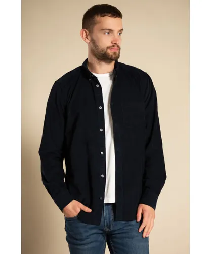 French Connection Mens Cotton Cord Long Sleeve Shirt - Navy