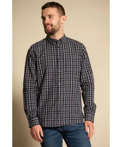 French Connection Mens Cotton Long Sleeve Check Shirt - Navy