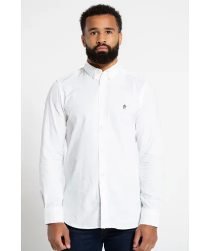 French Connection Mens Cotton Long Sleeve Oxford Shirt - White