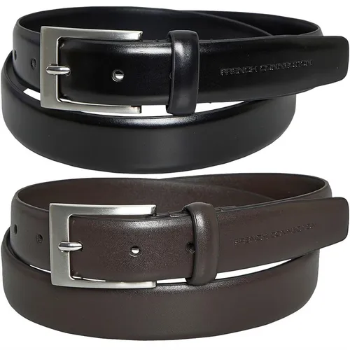 French Connection Mens FC Prong Buckle Two Pack Belts Multi Black/Brown/Polished Nickel