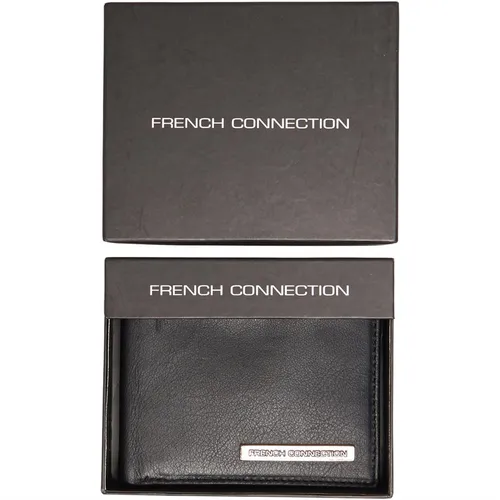 French Connection Mens FC Wallet With Metal Bar Black/Grey