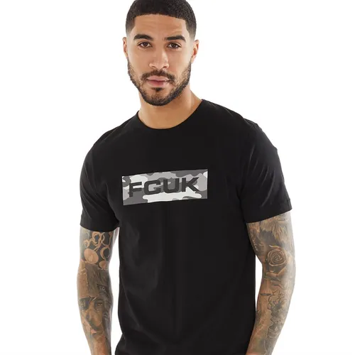 French Connection Mens FCUK Box Camo T-Shirt Black