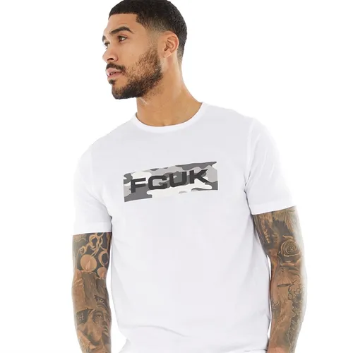 French Connection Mens FCUK Box Camo T-Shirt White