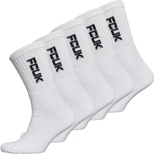 French Connection Mens FCUK Five Pack Crew Socks White