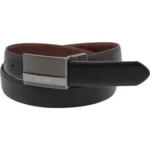 French Connection Mens FCUK Reversible Buckle Belt Black/Brown