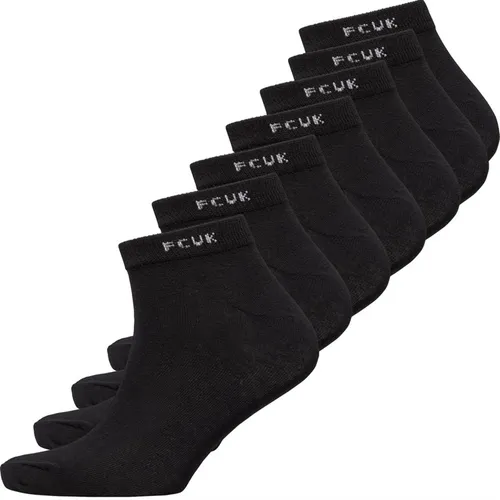 French Connection Mens FCUK Seven Pack Trainers Socks Black