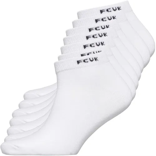 French Connection Mens FCUK Seven Pack Trainers Socks White