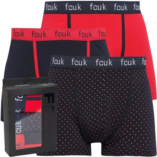 French Connection Mens Fcuk Three Pack Boxers FCUK 15 Marine/Red/Dot