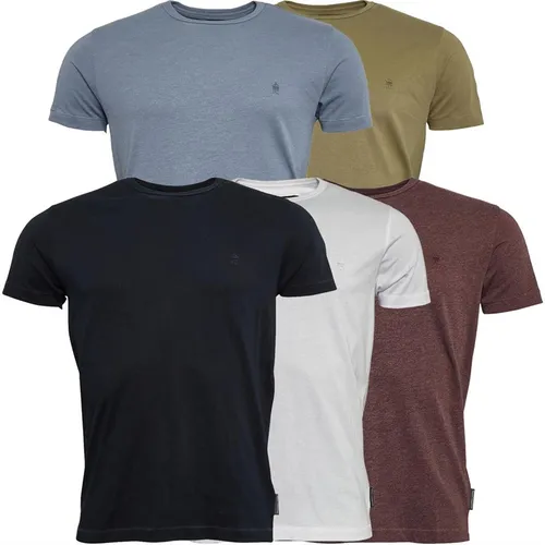 French Connection Mens Five Pack Crew T-Shirts Multi 4 - Chateaux Melange/Light Khaki/Light Blue Melange/Marine/White