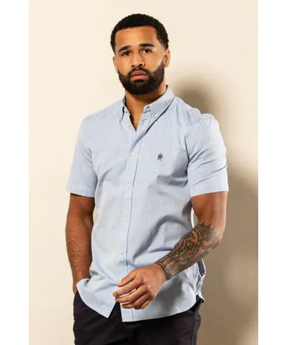 French Connection Mens Light Blue Cotton Short Sleeve Oxford Shirt