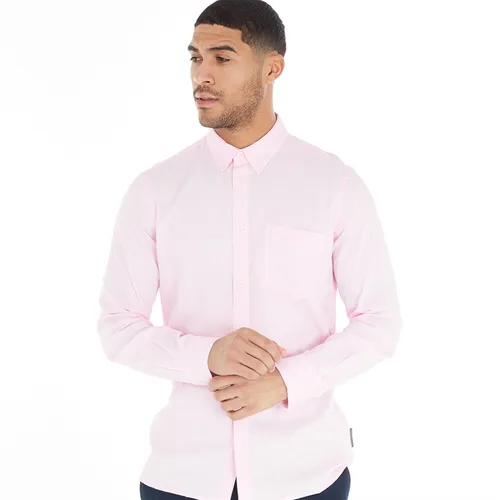 French Connection Mens Long Sleeve Linen Shirt Soft Pink