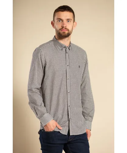 French Connection Mens Navy Cotton Long Sleeve Gingham Shirt