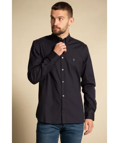 French Connection Mens Navy Cotton Long Sleeve Oxford Shirt